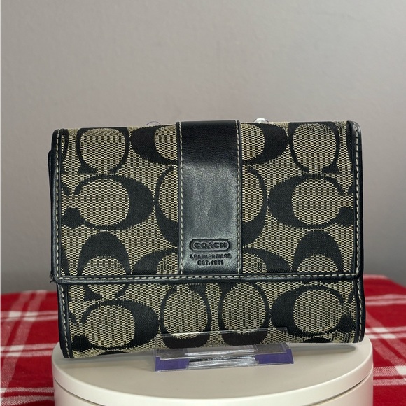 Coach Handbags - Coach Y2K Signature Black and Grey Trifold Wallet